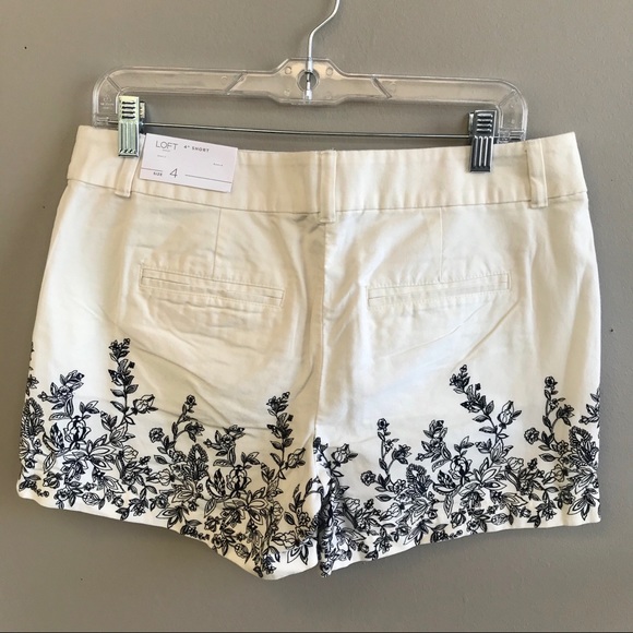 NEW LOFT 4” Short Black White Floral Shorts 4 - Picture 4 of 7